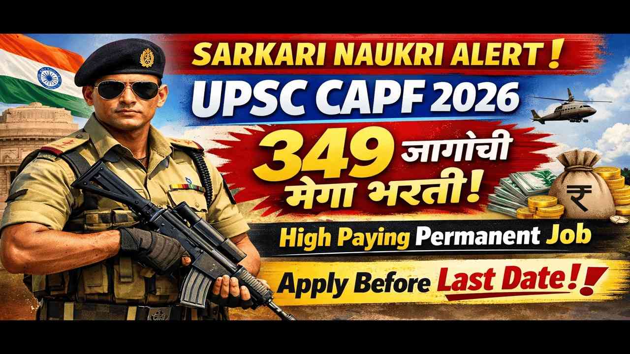 UPSC केंद्रीय सशस्त्र पोलीस दल अंतर्गत 349 रिक्त पदांची भरती; ऑनलाईन अर्ज करा । UPSC CAPF Bharti 2026