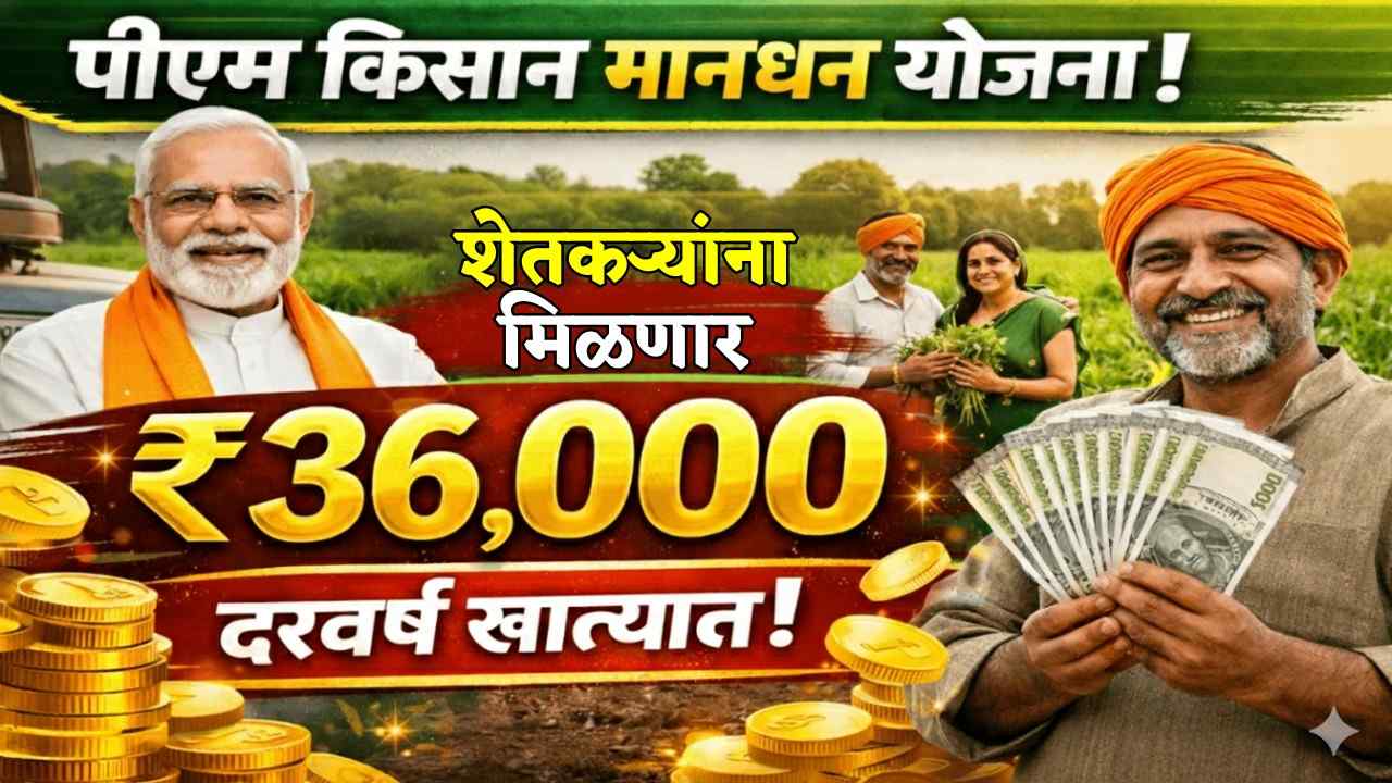 पीएम किसान मानधन योजना : या योजनेनुसार शेतकऱ्यांच्या खात्यात जमा होणार ₹३६,०००