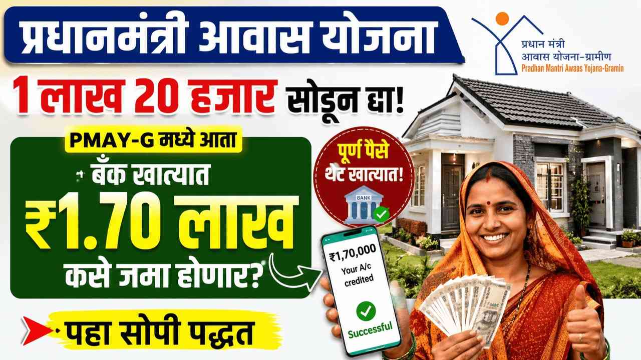 १ लाख २० हजार सोडून द्या! PMAY-G मध्ये आता बँक खात्यात पूर्ण ₹१.७० लाख कसे जमा होणार? पहा सोपी पद्धत